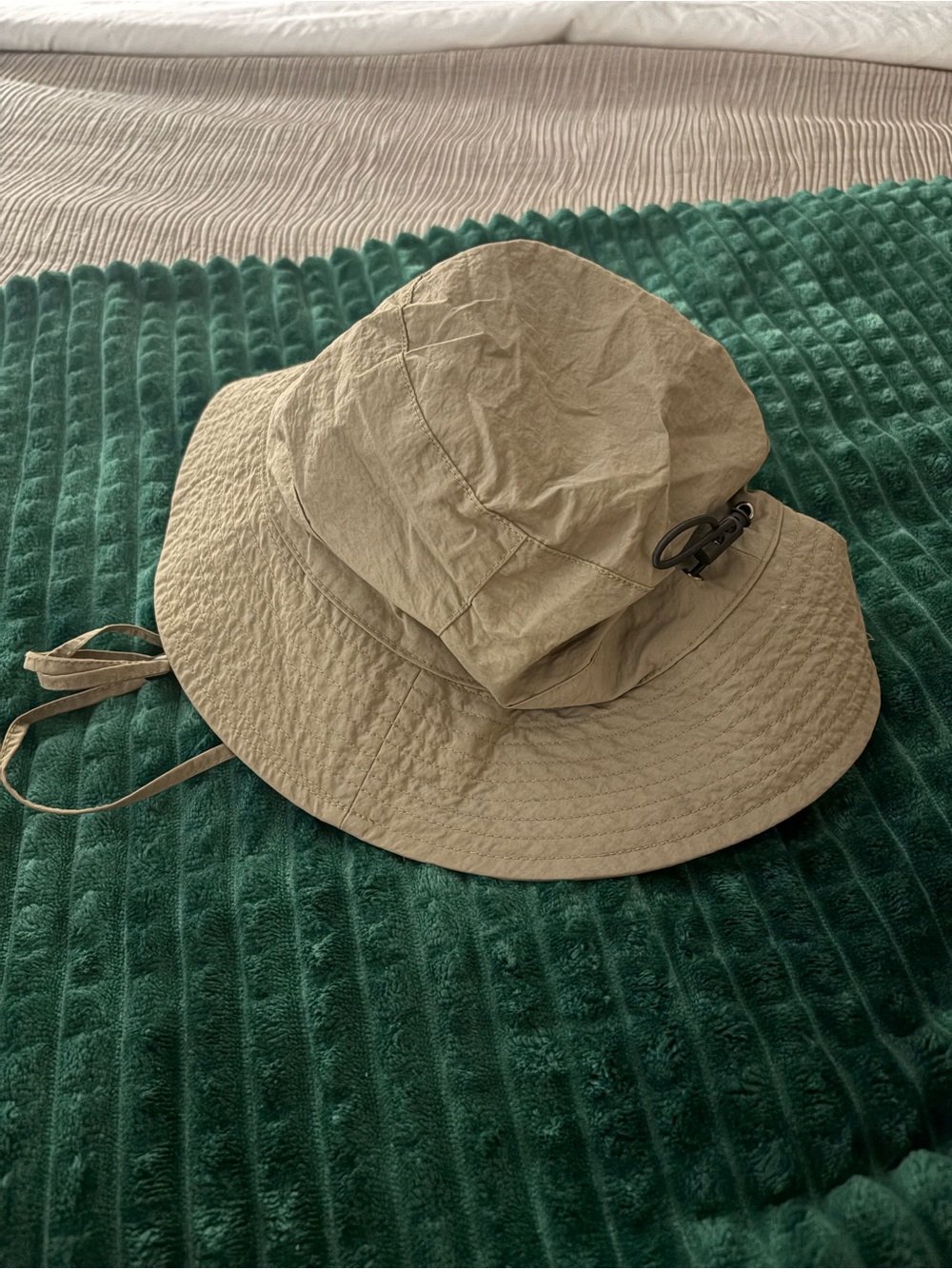 Women's Khaki Sun Bucket Hat with Adjustable Chin Cord